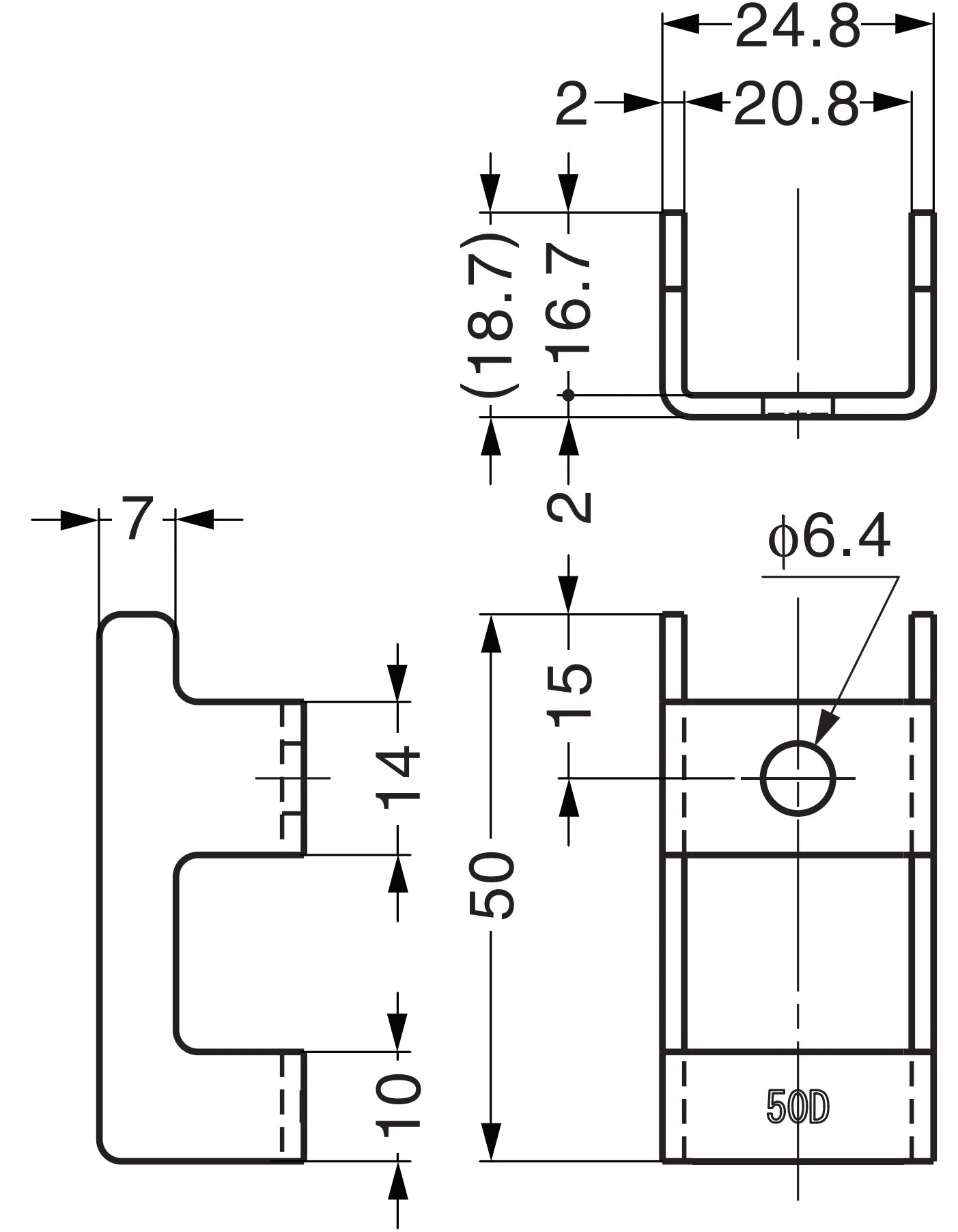 Mounting bracket, 50 mm (2"), NF-50D. Mounting clamp for sheet metal mounting, Sugatsune / LAMP. Folding hook, NF-60D, NF-R52, NF-R77, NF-K52, NF-K77, from Sugatsune / LAMP® (Japan).