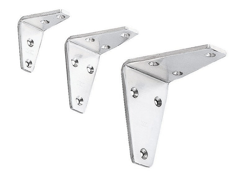 2 Stück korrosionsbeständiger robuster Montagewinkel, aus massivem rostfreiem Edelstahl, Tragkraft: 16 kg, Oberfläche: satiniert matt, SV-55S. Regalwinkel für Trennwand, Regalboden und viel mehr, von Sugatsune / LAMP® (Japan)