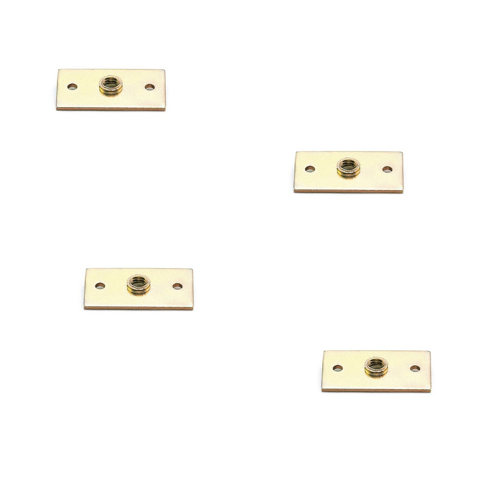 4 rectangular screw-on plates with M8 thread, mounting plate, made of solid zinc alloy, 45 mm (1.8"), AD-558. Mounting plate, for furniture feet, furniture casters, machine feet, cabinet legs, sofa feet, and much more, from Sugatsune / LAMP® (Japan)