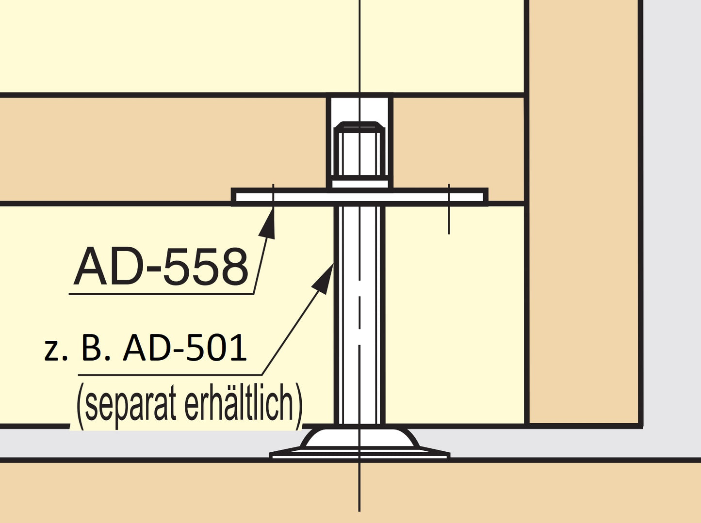 4 rectangular screw-on plates with M8 thread, mounting plate, made of solid zinc alloy, 45 mm (1.8"), AD-558. Mounting plate, for furniture feet, furniture casters, machine feet, cabinet legs, sofa feet, and much more, from Sugatsune / LAMP® (Japan)