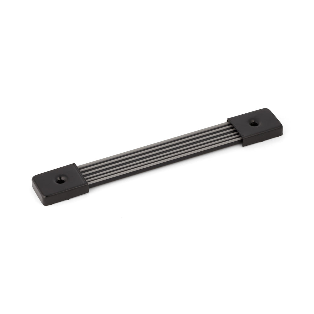 Polyvinyl chloride strap handle with steel caps, 236 mm (9.3") PS-190. Extendable polyvinyl chloride case handle for boxes, equipment, devices, cases, loudspeakers, and musical instruments, by Sugatsune / LAMP® (Japan)