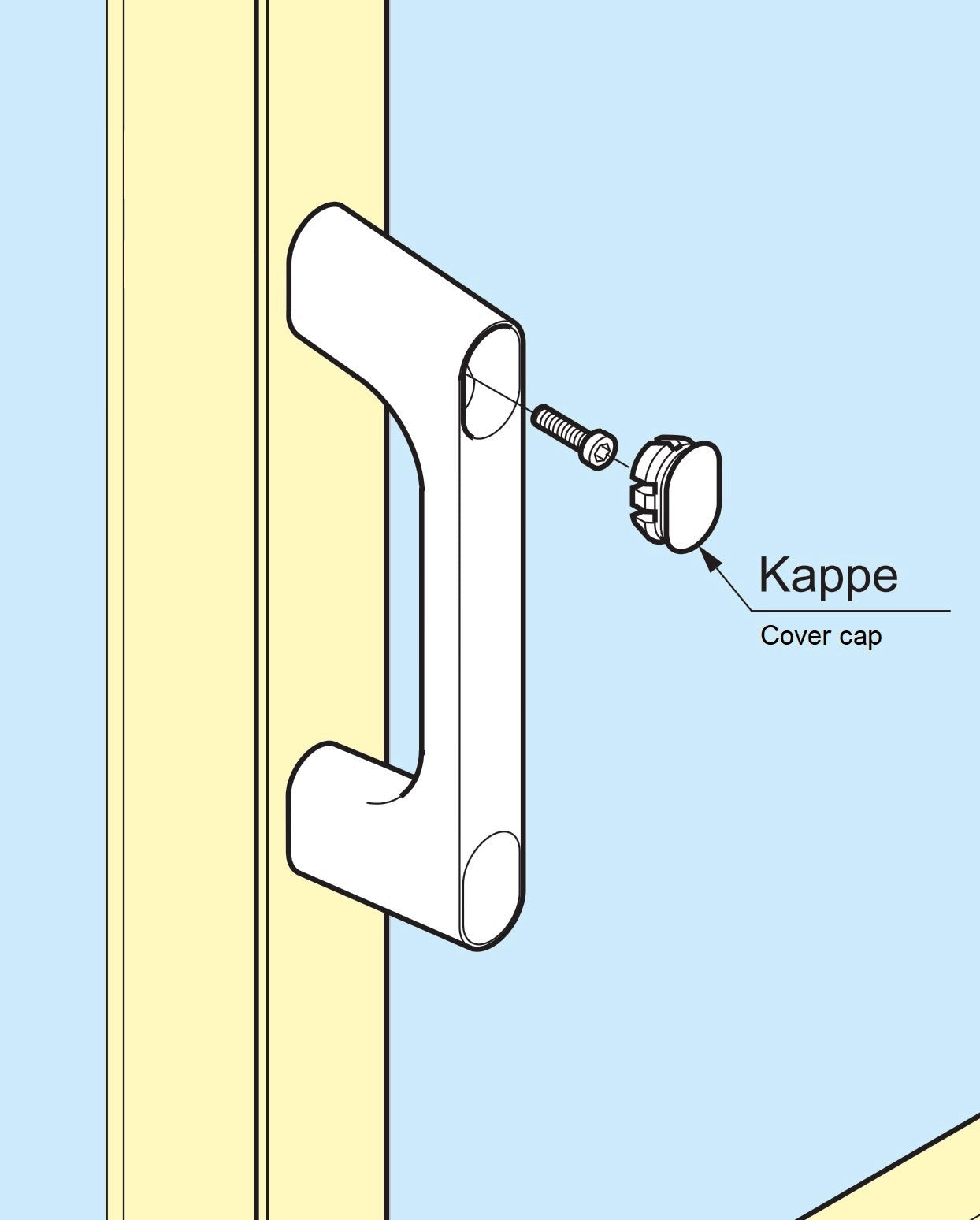 2 pieces of robust cover caps made of PBT plastic, gray, 22.2 mm (0.9") KMHC-GR. KMHC-GR cover for industrial handles, tool handles, from Sugatsune / LAMP® (Japan)
