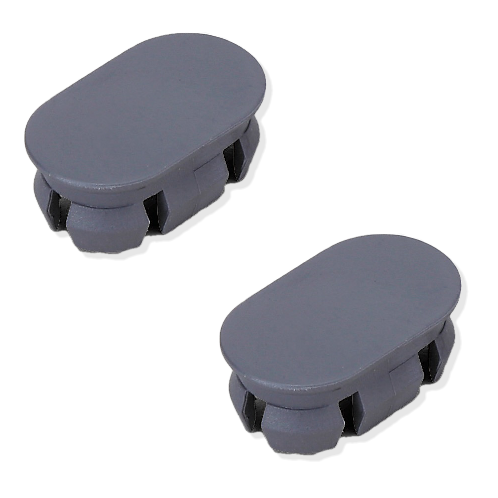 2 pieces of robust cover caps made of PBT plastic, gray, 22.2 mm (0.9") KMHC-GR. KMHC-GR cover for industrial handles, tool handles, from Sugatsune / LAMP® (Japan)