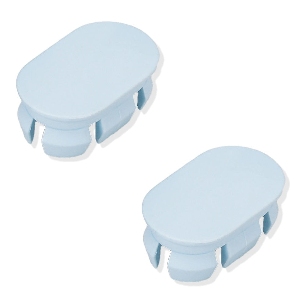2 pieces of robust cover caps made of PBT plastic, light blue, 22.2 mm (0.9") KMHC-BU. KMHC-BU cover for industrial handles, tool handles, from Sugatsune / LAMP® (Japan)