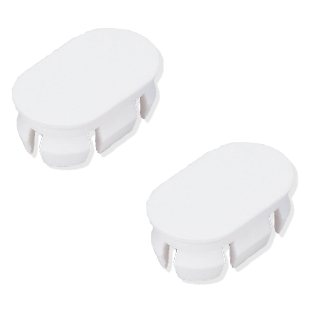 2 pieces of robust cover caps made of PBT plastic, white, 22.2 mm (0.9") KMHC-WT. KMHC-WT cover for industrial handles, tool handles, from Sugatsune / LAMP® (Japan)