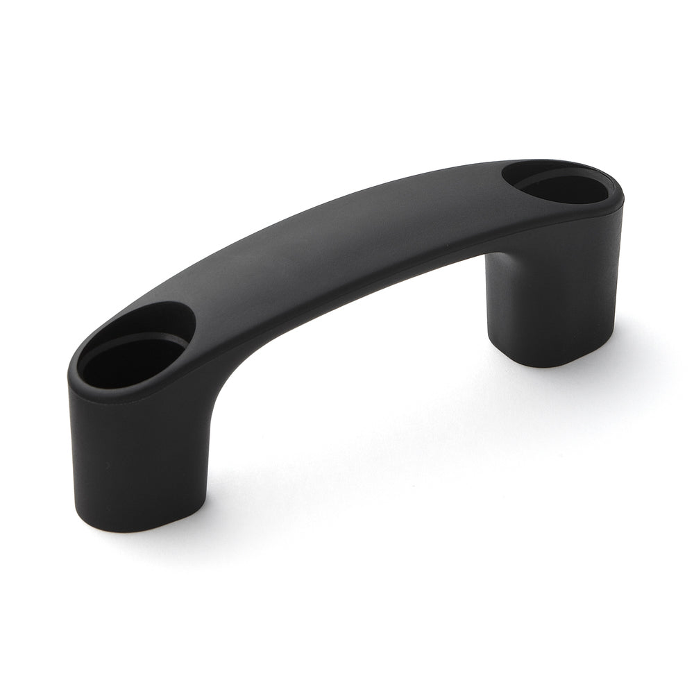 Hochwertiger robuster Gerätegriff aus verstärktem Nylon, schwarz mit schwarzen Abdeckkappen, 93 mm (3,7″) MJH-93-BL. Maschinengriff MJH-93-BL für Industrieschränke, Produktionsanlagen, Maschinenbau, von Sugatsune / LAMP® (Japan)