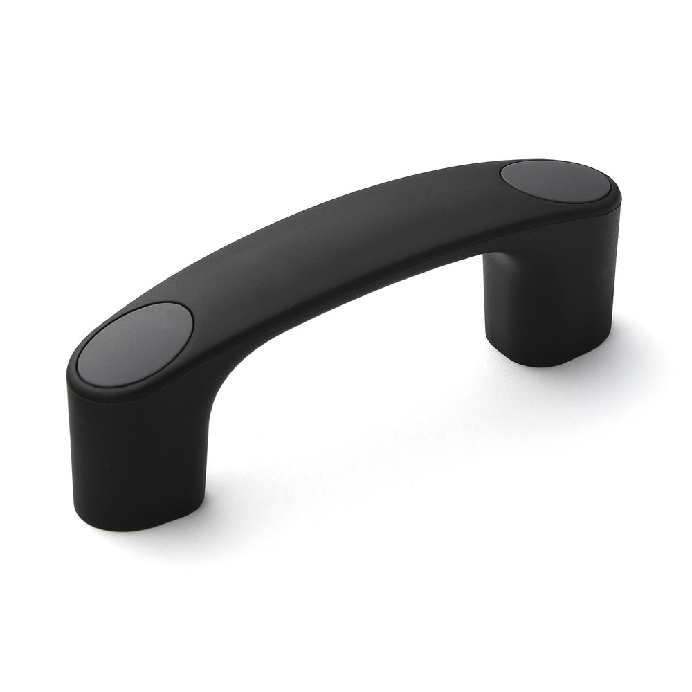 High-quality, robust tool handle made of reinforced nylon, robust, black with gray cover caps, 93 mm (3.7") MJH-93-GR. Machine handle MJH-93-GR for industrial cabinets, production equipment, and mechanical engineering, from Sugatsune / LAMP® (Japan)