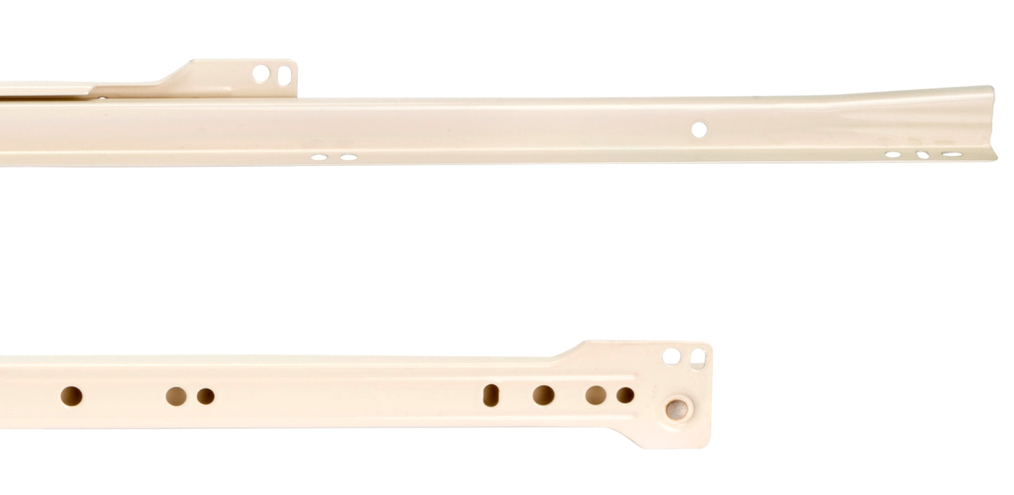 Rollschubführungen, Teilauszug, weiß lackiert, RAL 9001, 250 mm (9,9″) E.T30C.25.WH. Rollschubführungen aus Stahl mit Teilauszug, für Holzschublade, Tablarauszug, Holzschubkasten, Küchenmöbel, Büromöbel, Wohnmöbel, von EMUCA