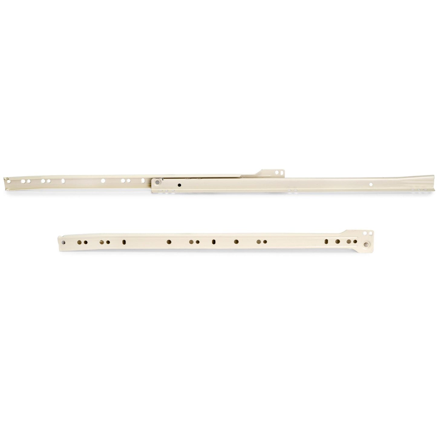 Rollschubführungen, Teilauszug, weiß lackiert, RAL 9001, 250 mm (9,9″) E.T30C.25.WH. Rollschubführungen aus Stahl mit Teilauszug, für Holzschublade, Tablarauszug, Holzschubkasten, Küchenmöbel, Büromöbel, Wohnmöbel, von EMUCA