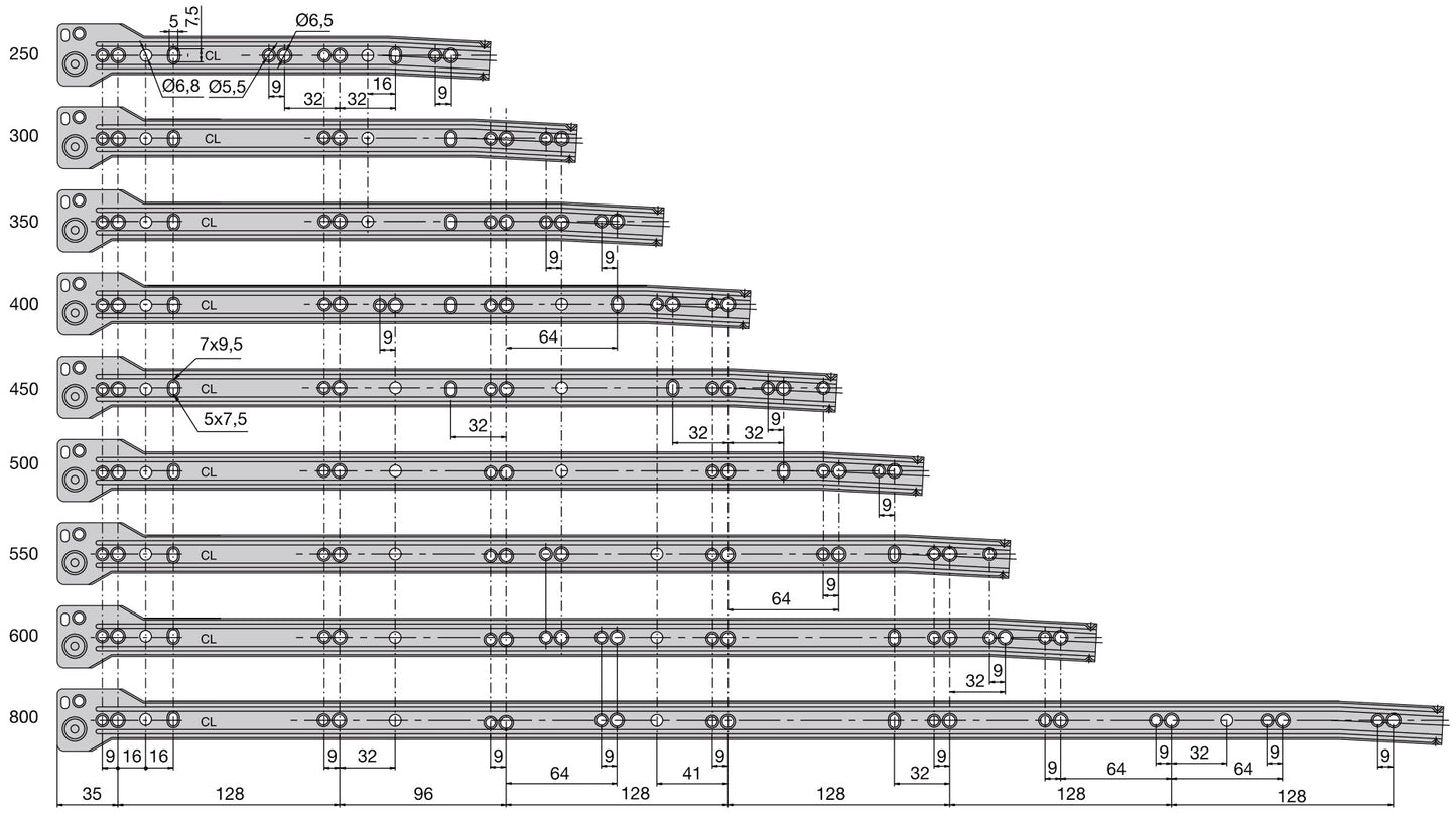 Rollschubführungen, Teilauszug, weiß lackiert, RAL 9001, 600 mm (23,7″). Führungsschienen aus Stahl mit Teilauszug, für Holzschublade, Tablarauszug, Holzschubkasten, Küchenmöbel, Büromöbel, Wohnmöbel, von EMUCA
