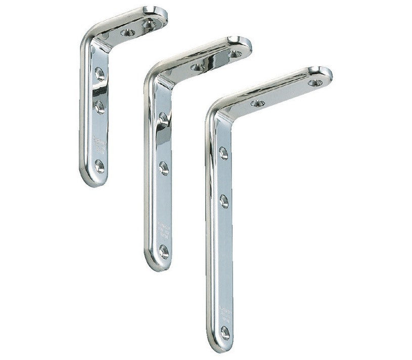 2 Stück hochwertiger rostfreier Montagewinkel, aus massivem rostfreiem Edelstahl, Tragkraft: 26 kg (58 lbs), 120 mm (4,8″), SU-B65M. Regalwinkel für Außenbereich, Schwimmbad, Badezimmer, Boote und viel mehr, von Sugatsune / LAMP® (Japan)