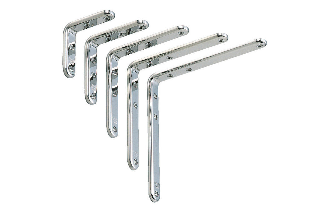 2 Stück hochwertiger rostfreier Montagewinkel, aus massivem rostfreiem Edelstahl, Tragkraft: 34 kg, Oberfläche: glänzend poliert, 90 mm (3,6″), SU-A90M. Regalwinkel für Regalboden, Tablar und viel mehr, von Sugatsune / LAMP® (Japan)