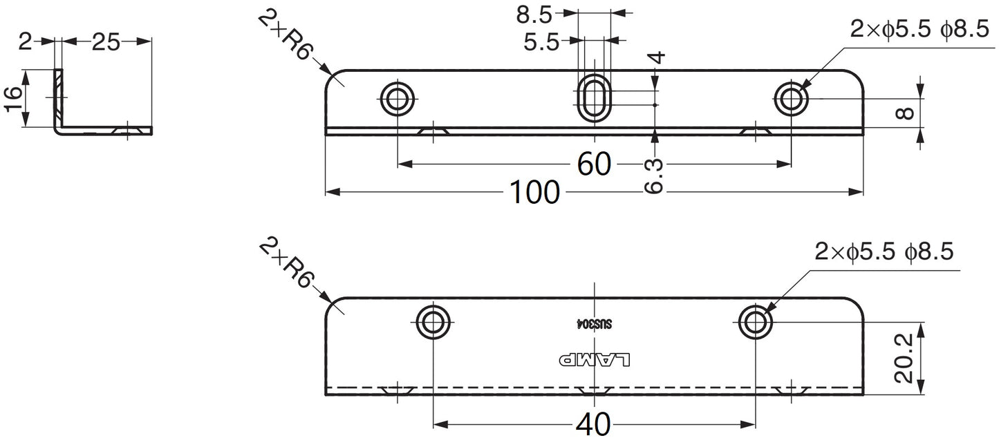 2 Stück hochwertiger rostfreier Regalträger, aus massivem rostfreiem Edelstahl, Tragkraft: 130 kg (287 lbs), 100 mm (4″), SSA-100H. Fachbodenträger für Badezimmer, Hotel, Sauna, Außenbereich und viel mehr, von Sugatsune / LAMP® (Japan)