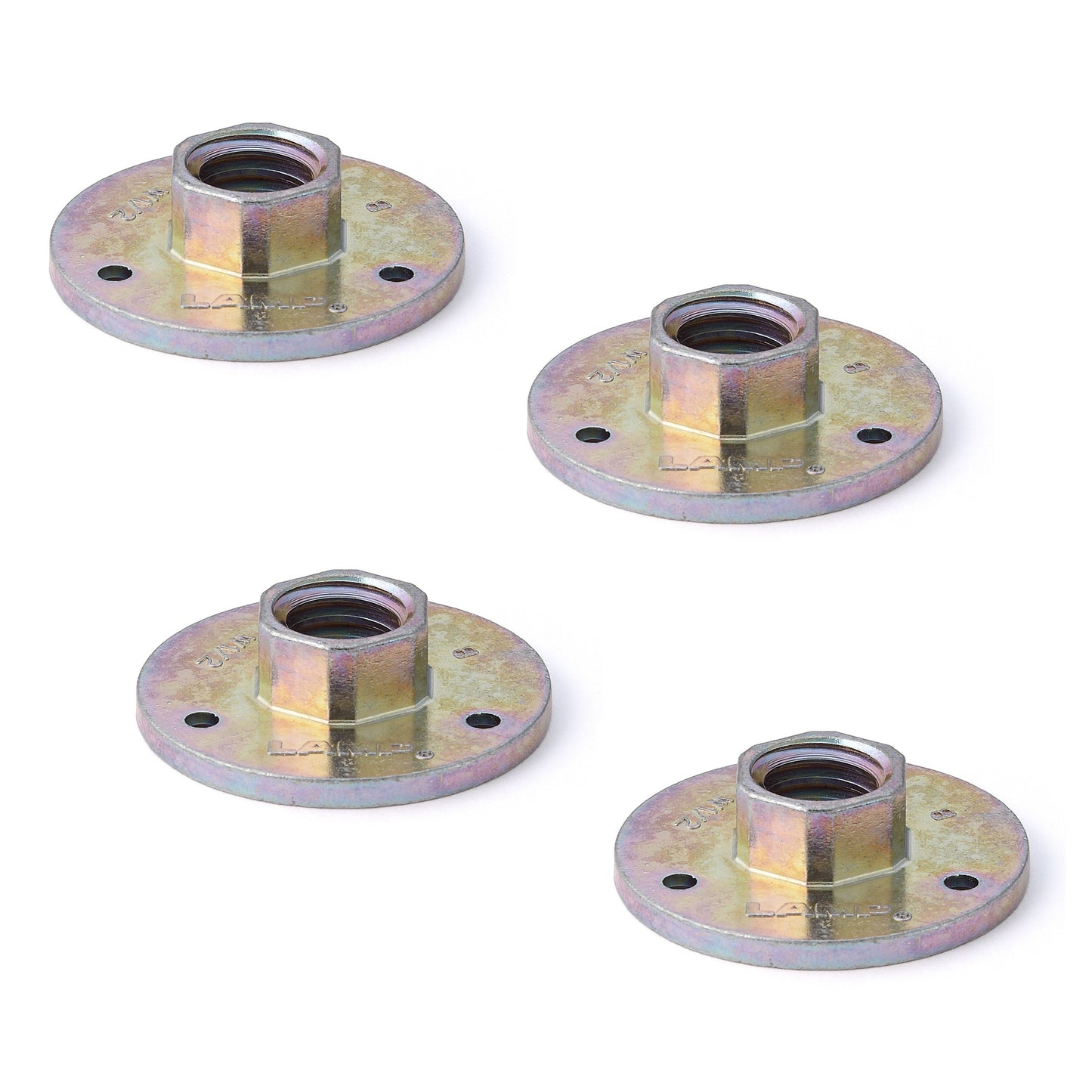 4 pieces round screw-on plates with W1/2 thread, mounting plate, made of solid zinc alloy, 39 mm (1.6"), AD-555-39. Mounting plate, for furniture feet, furniture casters, machine feet, cabinet legs, sofa feet, and much more, from Sugatsune / LAMP® (Japan)
