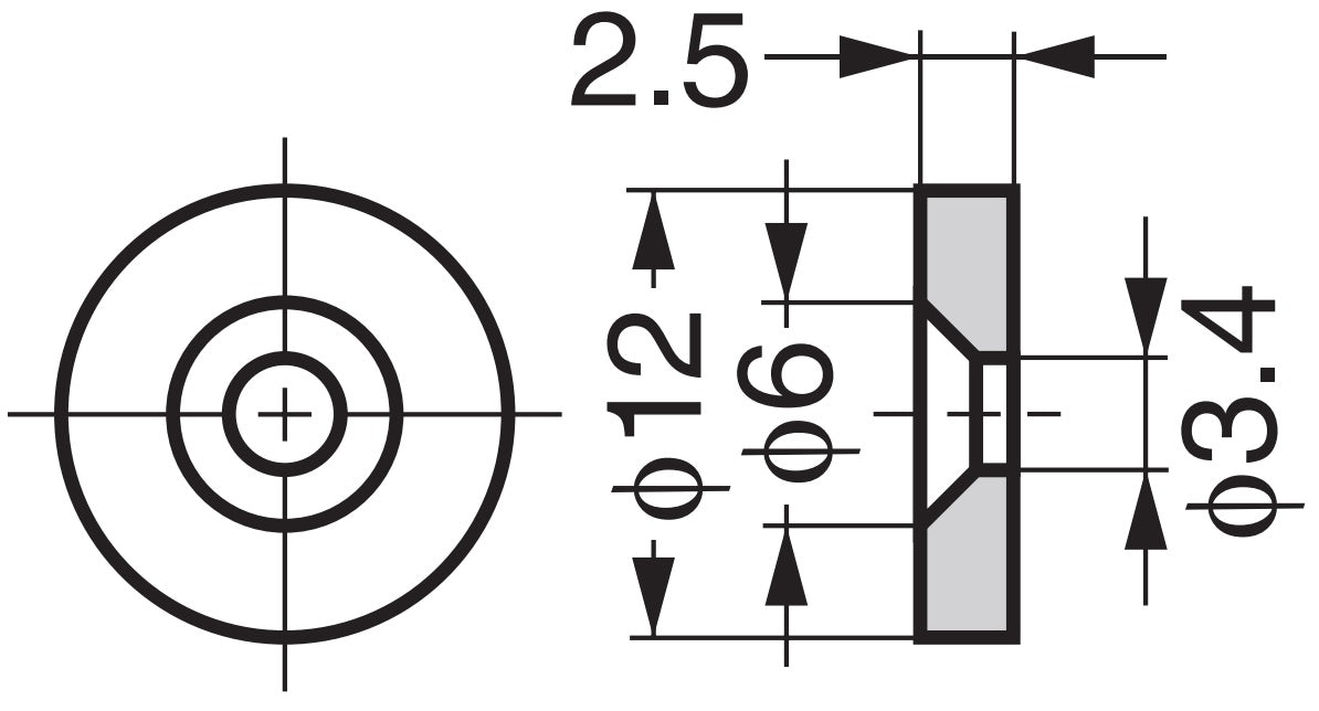 8 round magnetic counter plates, surface: zinc chromate, diameter: ⌀12 mm (15/32″), W4 for magnetic catches, magnetic closures, cabinet doors