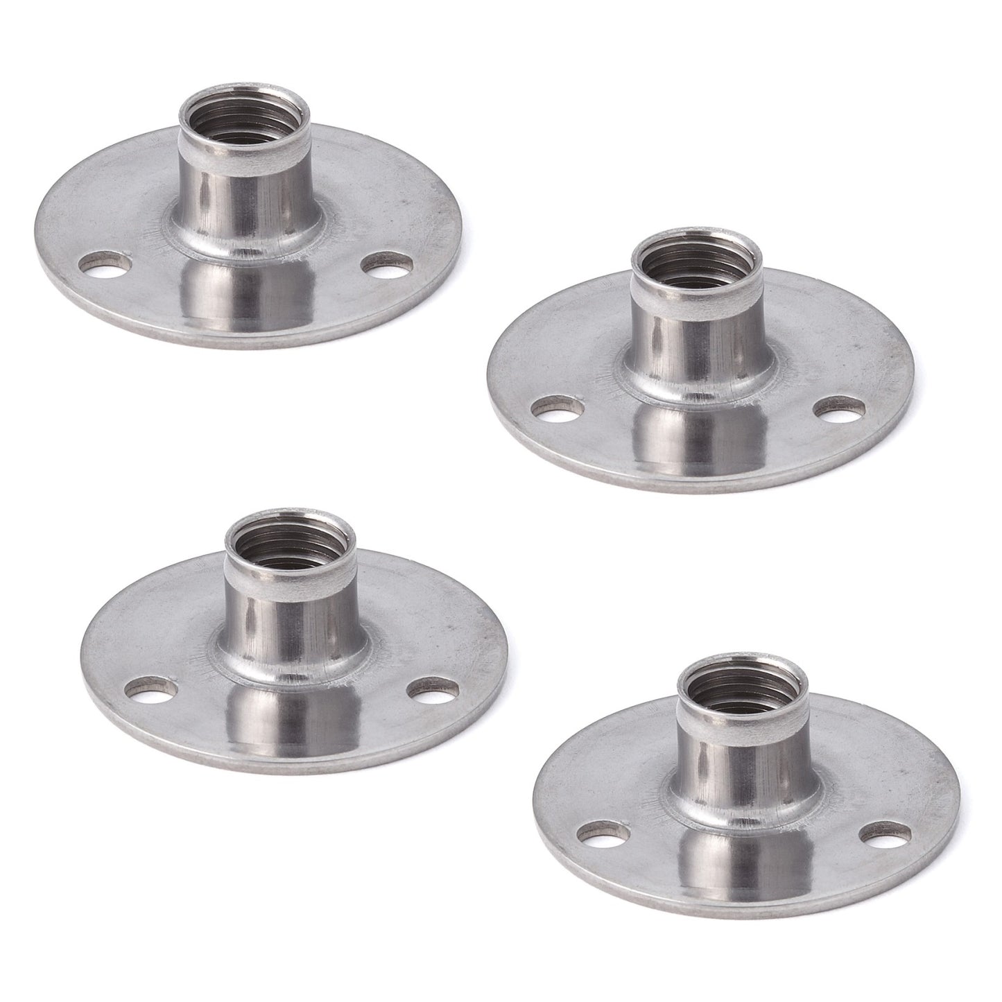 4 pieces round mounting plates with M10 thread, fastening plate, made of stainless steel, 36 mm (1.5"), AP36-M10. Screw-on plate, for furniture feet, furniture casters, machine feet, cabinet legs, sofa feet, and much more, from Sugatsune / LAMP® (Japan)