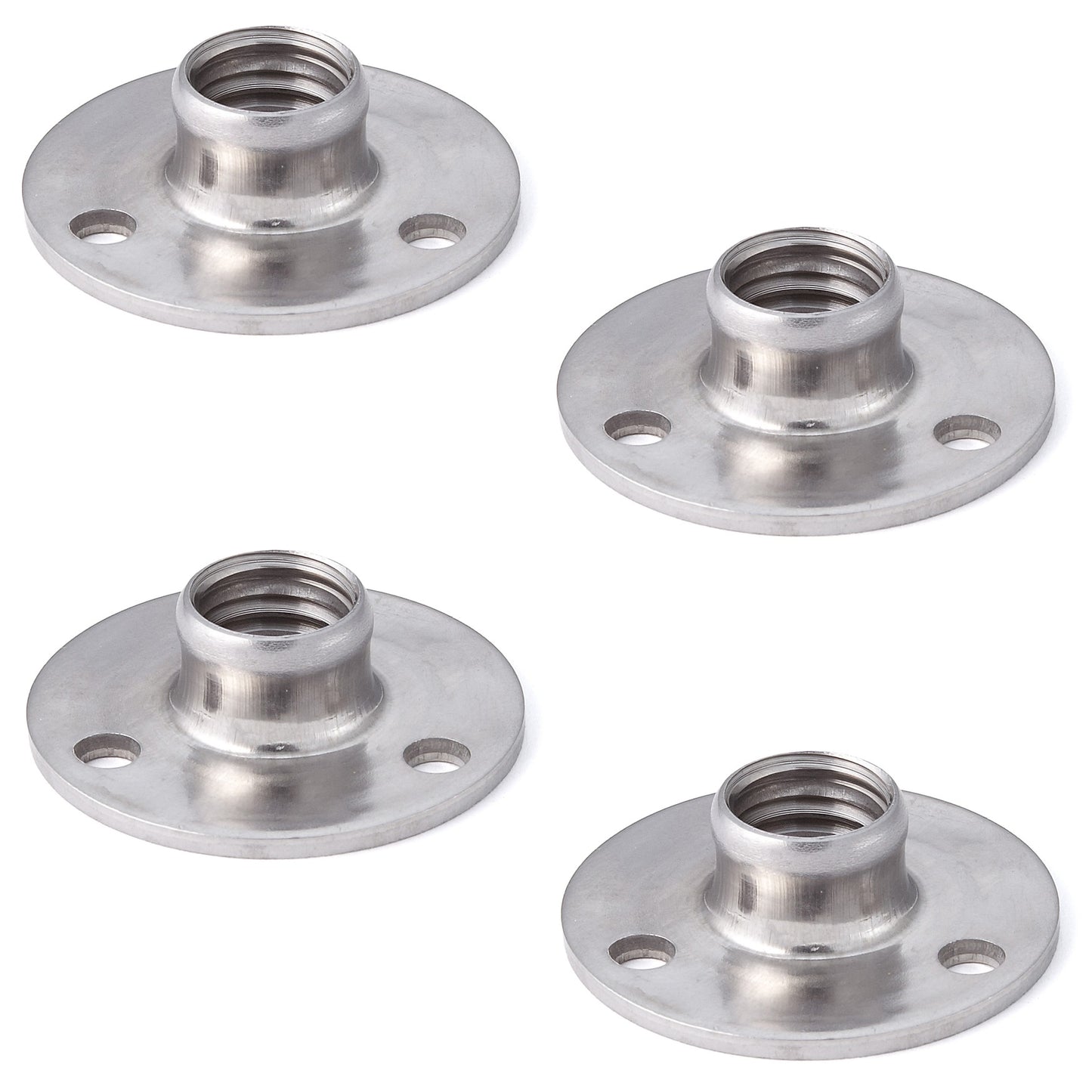 4 pieces round mounting plate with M12 thread, fastening plate, made of stainless steel, 36 mm (1.5"), AP36-M12. Screw-on plate, for furniture feet, furniture casters, machine feet, cabinet legs, sofa feet, and much more, from Sugatsune / LAMP® (Japan)