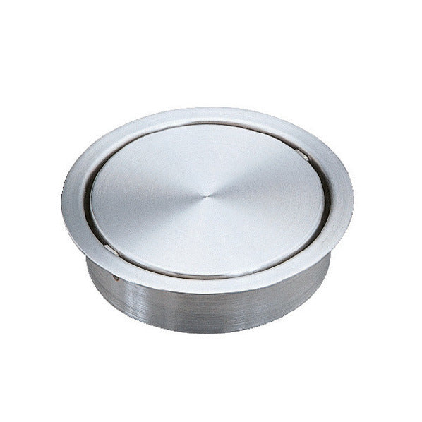 Hochwertige runde Müllklappe, schwingend, zur waagerechten Montage, aus rostfreiem Edelstahl, Oberfläche: satiniert matt, 170 mm (6,7″), AD-DH015-HL. Edelstahlmüllklappe, mit 360°-Drehung, für Küchenmöbel und viel mehr, von Sugatsune / LAMP® (Japan)
