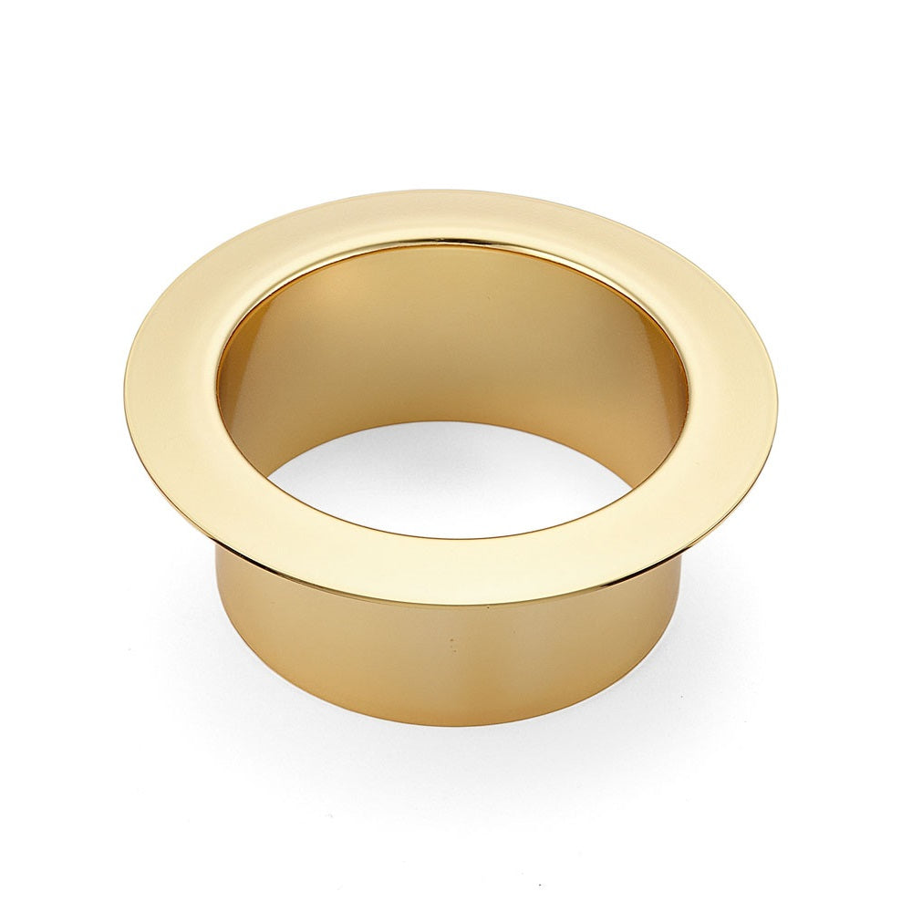 High-quality round waste chute, made of stainless steel, surface: 24K gold-plated, 82 mm (3.3"), AN-DH005-GP. Stainless steel waste chute, for chain restaurants, shopfitting, beauty salons, doctor's offices, and much more, from Sugatsune / LAMP® (Japan)