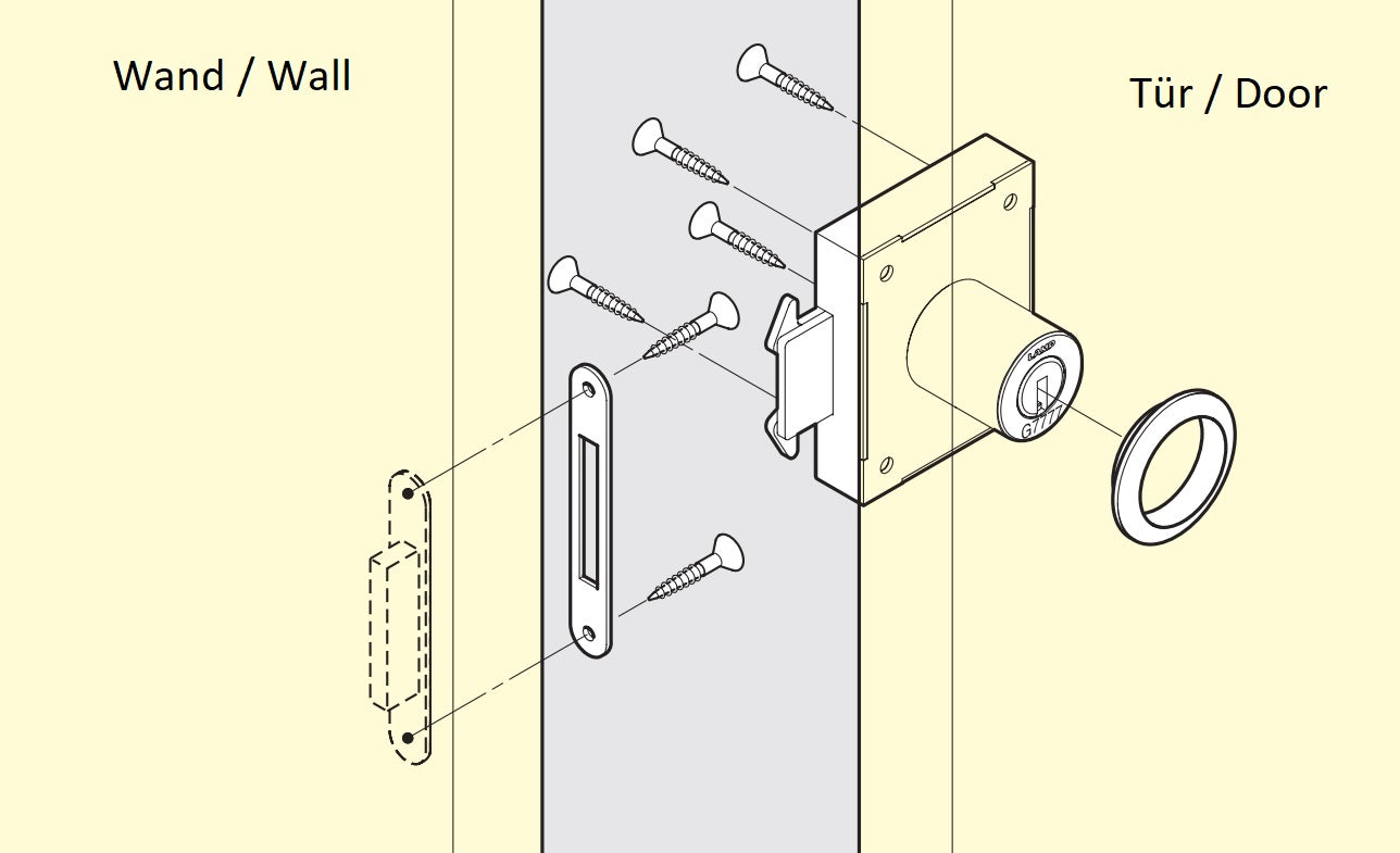 Serrure de porte coulissante, en acier inoxydable SUS304, surface : nickelée, satinée mate, modèle : verrouillage différent, 7810K-24-SNI-RB pour porte coulissante