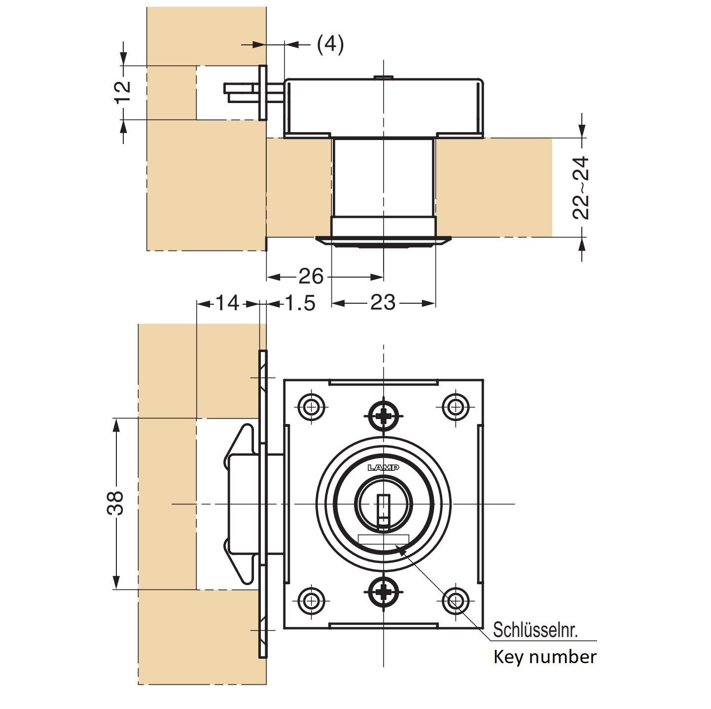 Serrure de porte coulissante, en acier inoxydable SUS304, surface : nickelée, satinée mate, modèle : verrouillage différent, 7810K-24-SNI-RB pour porte coulissante
