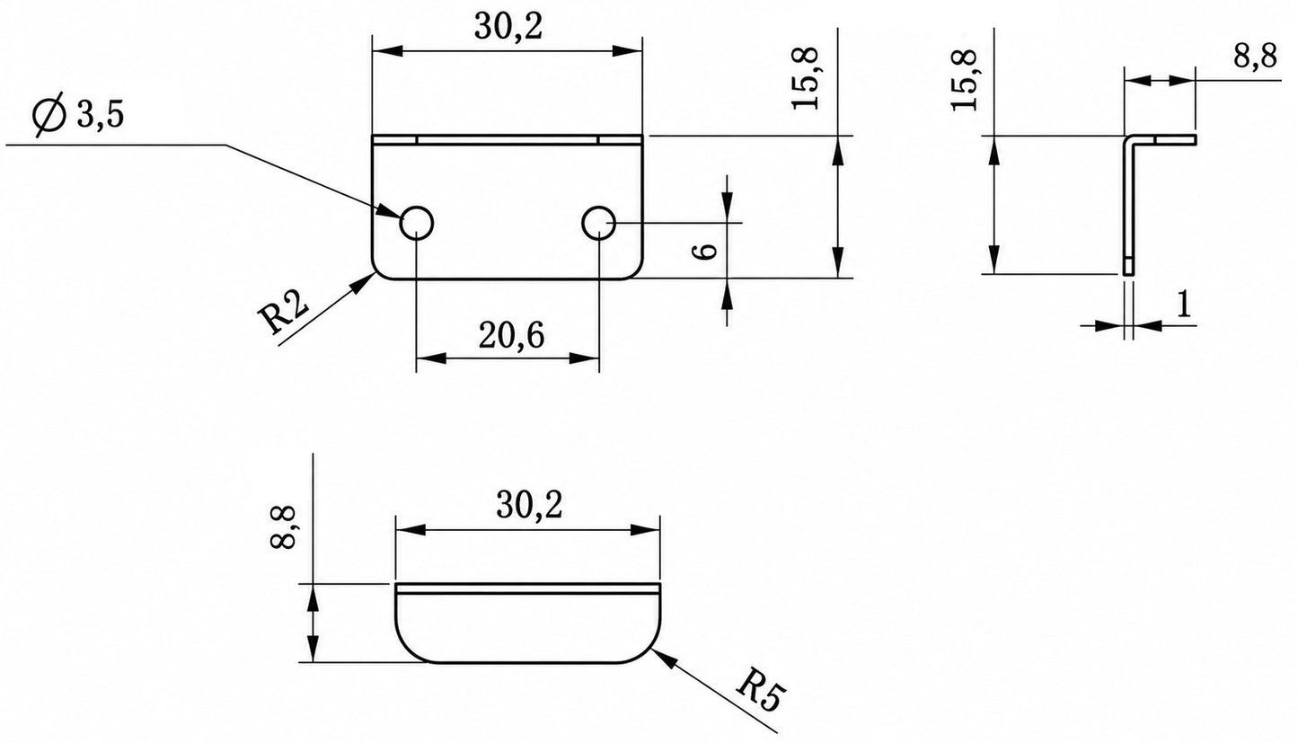 8 pieces of high-quality strike plates, made of steel, nickel-plated, 30 mm, 14.01.064-1 for furniture locks, cabinet locks, surface-mounted locks, cabinet doors
