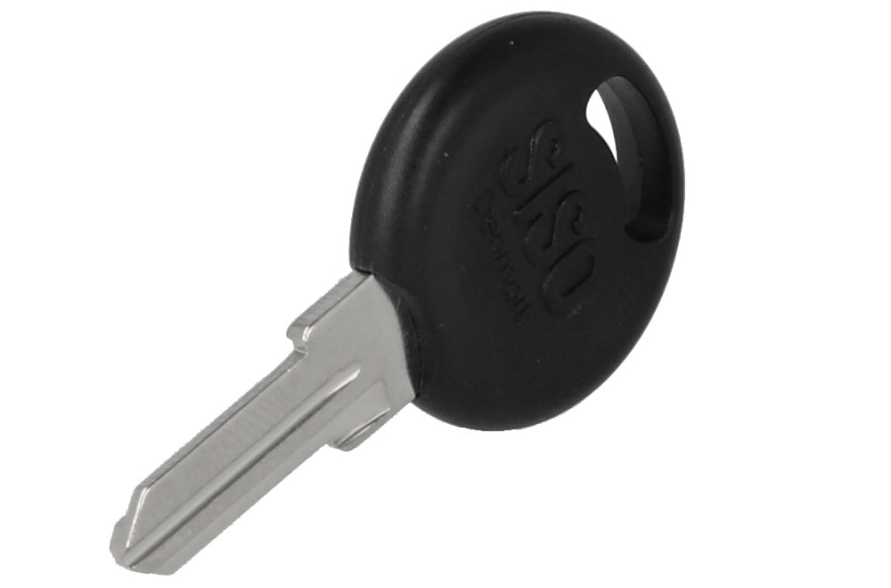 Schlüsselrohling, 48,1 mm (1,9″). Schlüsselrohling aus Metall und Kunststoff für Schloss 8813, Griffschloss L-44, Griffschloss 177, Griffschloss T-44, Griffschloss 1821, Griffschloss 1822, Nockenverriegelung X-44, Basküleschloss 7080, von SISO Denmark