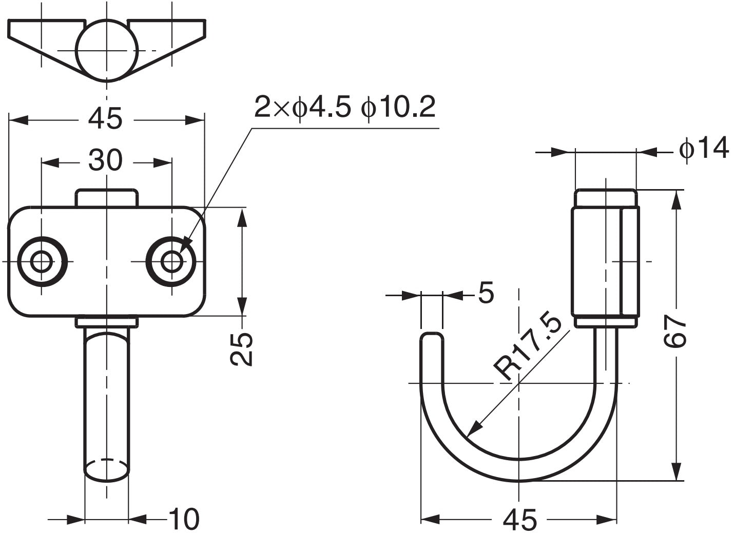 High-quality swivel hook made of SUS304 stainless steel, 67 mm (2.7"), JF-T45. V2A swivel hook for marine applications, RVs, outdoor use, humid environments, and much more, from Sugatsune / LAMP® (Japan)