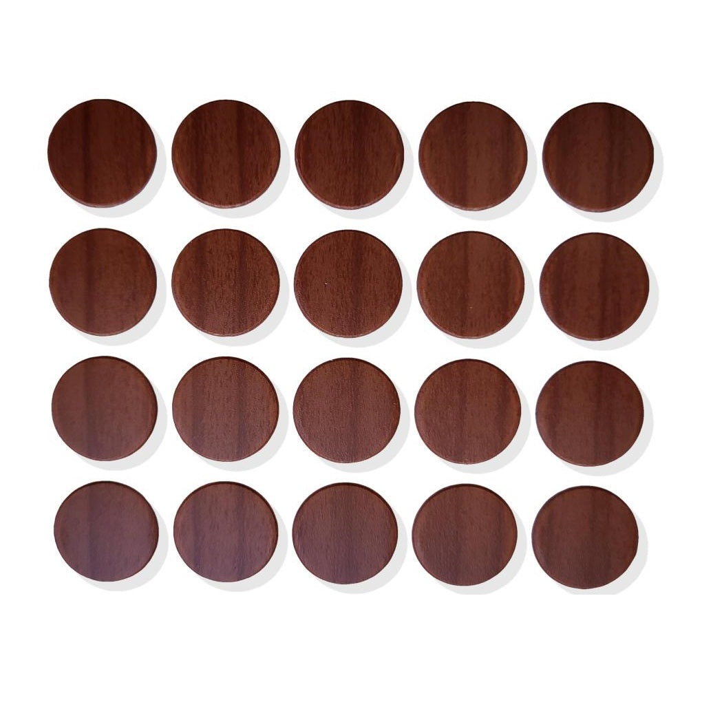 20 pieces of self-adhesive plastic drill hole covers, surface: cherry wood look, 13 mm (0.6") 5128926. Plastic screw hole covers for furniture, cabinets, tables, beds, kitchen cabinets and much more, by EMUCA