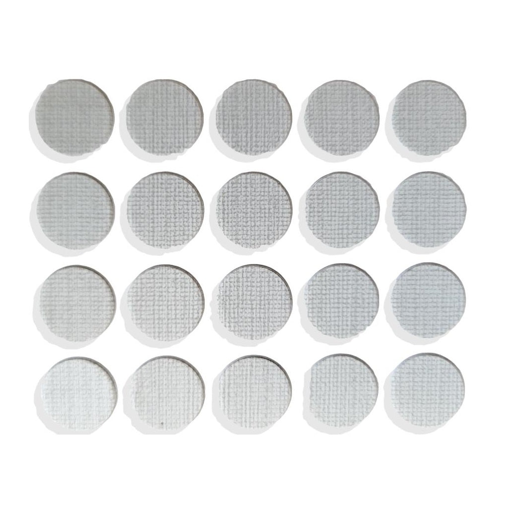 Cache-trous en plastique autocollant, 20 pièces, effet textile, gris, 13 mm (0,6") 5128927. Cache-trous en plastique pour meubles, armoires, tables, lits, meubles de cuisine et bien plus encore, par EMUCA.
