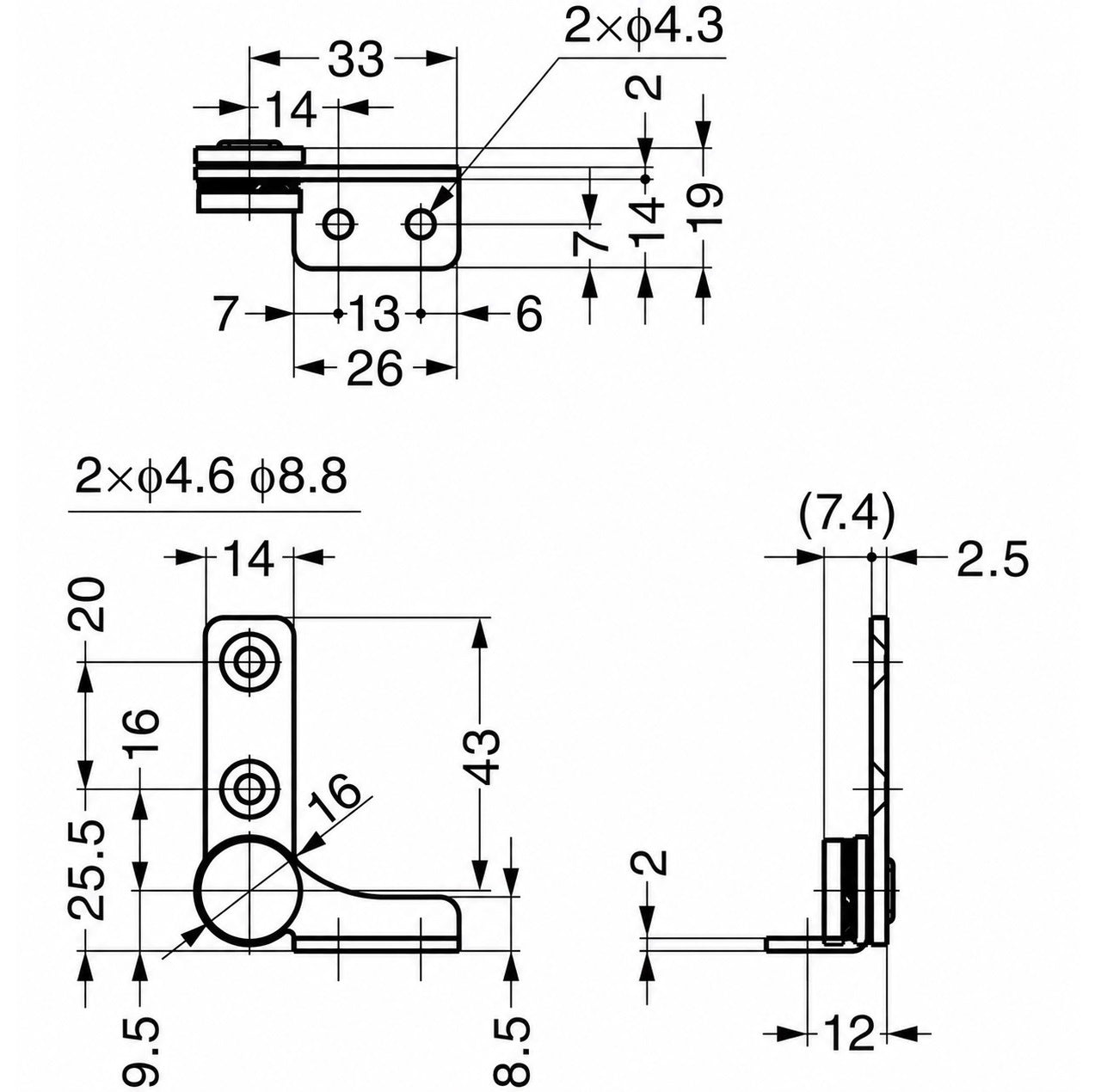 Jeu de 2 charnières à friction (gauche + droite), HG-TB7 pour couvercles d'appareils, abattants de meubles, boîtiers de moniteurs
