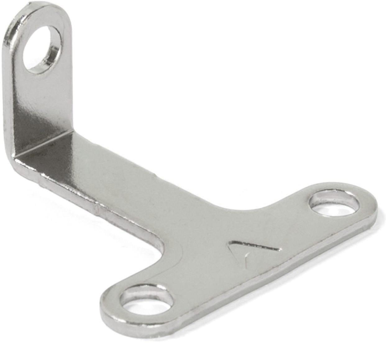 10 pieces of sturdy T-shaped angle brackets with three connecting holes made of robust steel, nickel-plated finish, 43 mm (1.7") 8030907. Mounting bracket E.FB.32 for shelves, bookcases, tables, cabinets, and much more, by EMUCA