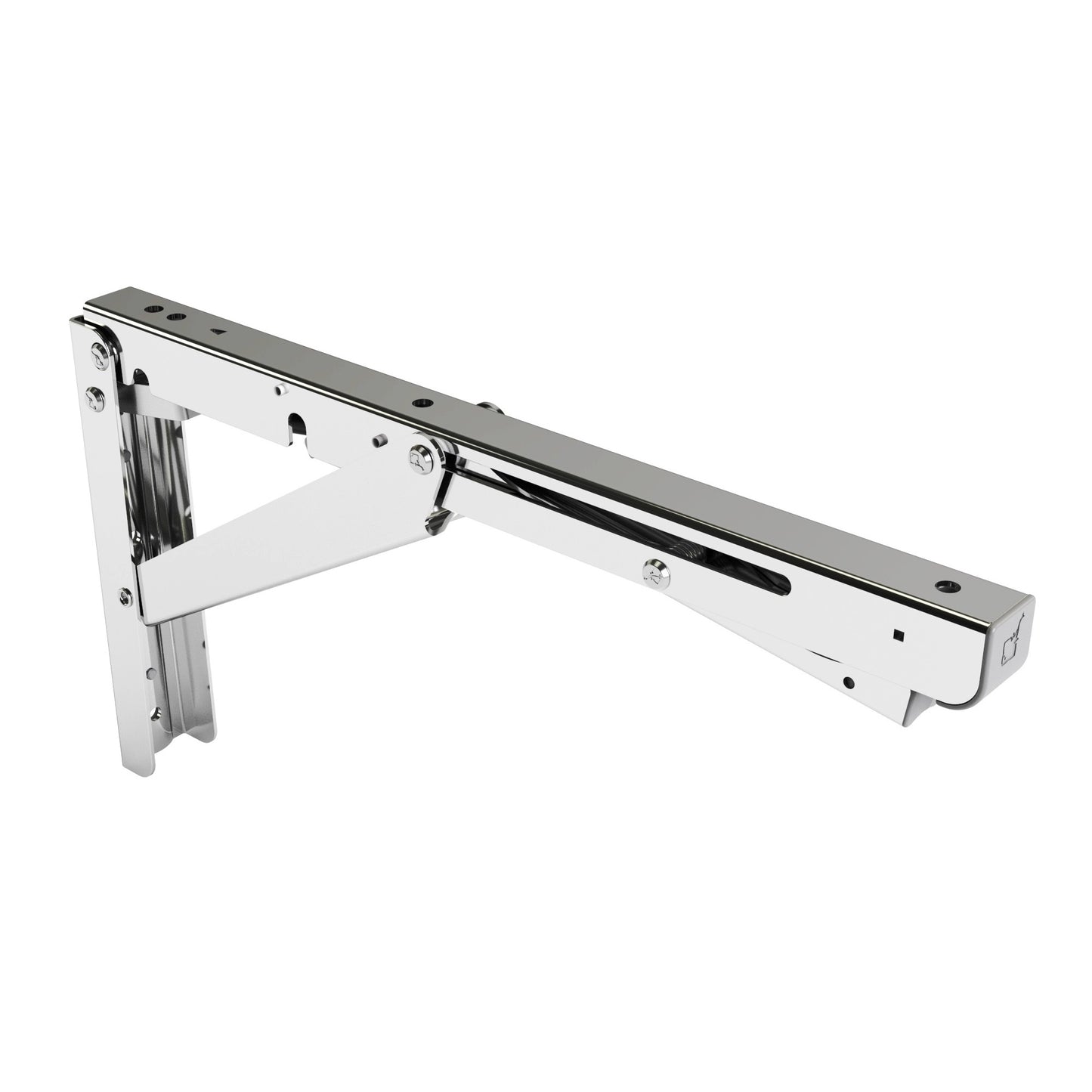 Support de table pliant robuste de haute qualité avec amortisseur à fermeture douce EB-303-DA en acier inoxydable. Console pliable avec une capacité de charge jusqu'à 100 kg. Support de rabat de ROCA / Sugatsune