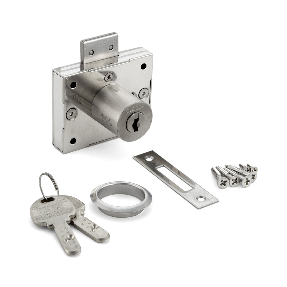 Cabinet lock, stainless steel, keyed differently 3810S-24-B, by Sugatsune / LAMP (Japan)