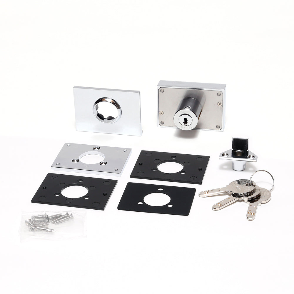 Lever lock for glass doors, Million Lock series, keyed alike GS-GL20-CR-D, by Sugatsune / LAMP (Japan)