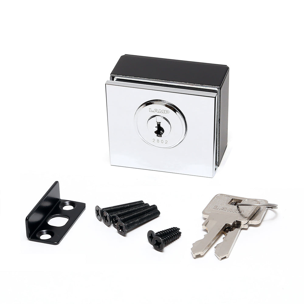 Serrure à levier cylindrique pour portes vitrées, à clé différente GS-GL3-KT-CR-B, par Sugatsune / LAMP (Japon)
