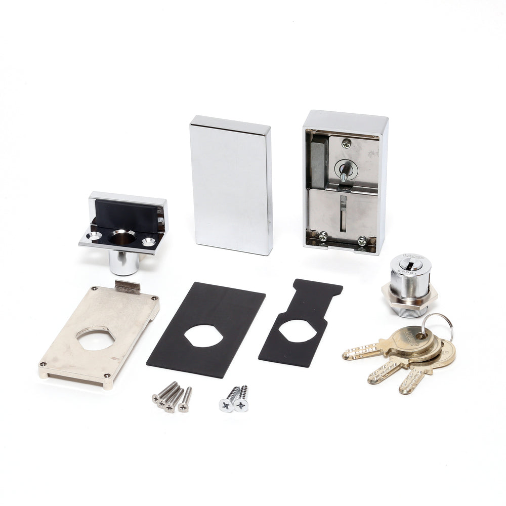 Cylinder lever lock for glass doors, keyed alike GS-GL50-CR-D, by Sugatsune / LAMP (Japan)