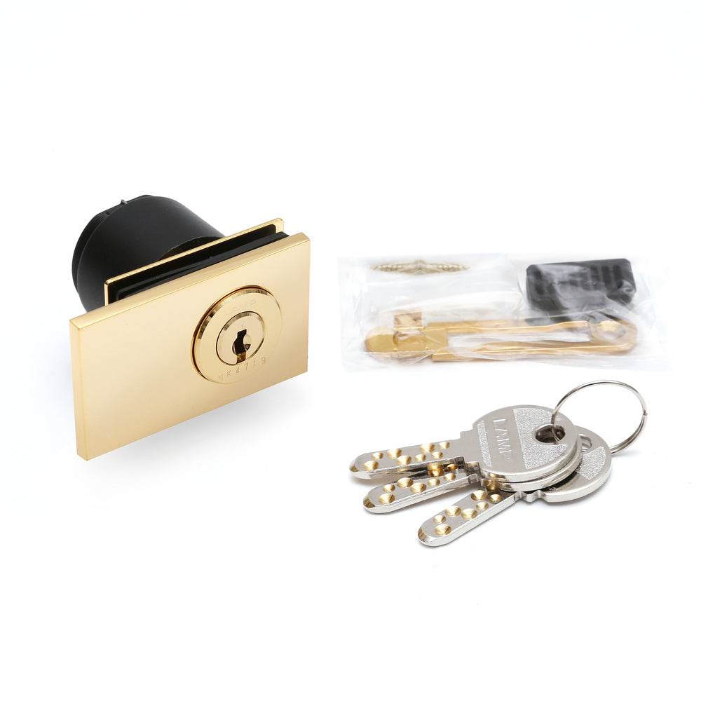Lever lock, for double-leaf glass doors, keyed alike GS-GL5W-GP-D, by Sugatsune / LAMP (Japan)