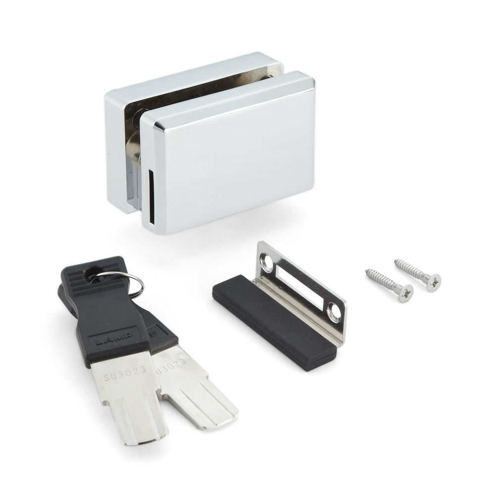 Lock for inset glass swing door, keyed alike XL-GC02-R-CR-D, by Sugatsune / LAMP (Japan)