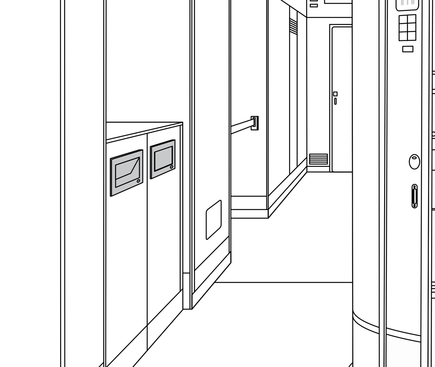 High-quality lockable rectangular trash flap for vertical installation, with soft-close, made of stainless steel, AZ-GD230L-HL. Stainless steel trash flap with lock for restaurants, shopfitting, and much more, from Sugatsune / LAMP® (Japan)