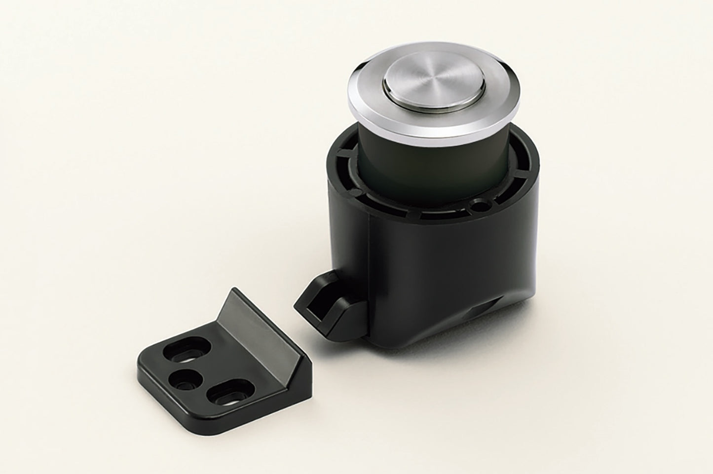 ZweiL® Druckknopf-Verschluss mit Grifffunktion, aus Edelstahl SUS316, ZL-2901. Hochwertiger massiver und eleganter Druckknopf aus feinstem Edelstahl V4A (SUS316) für exklusive Raumgestaltung, von ZweiL® / Sugatsune (Japan)