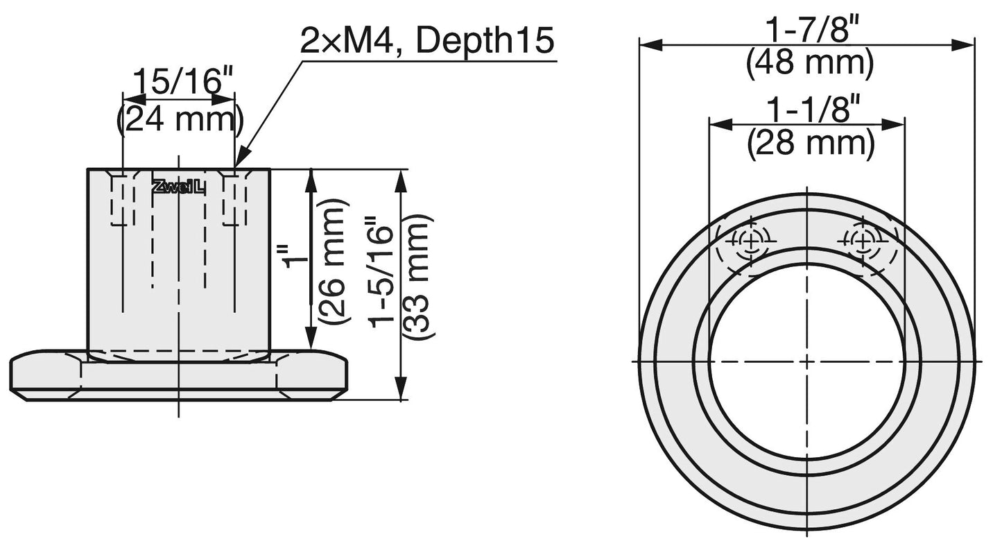 ZweiL® Edelstahl-Möbelknopf, 48 mm (1,9″) ZL-1909. Hochwertiger massiver und eleganter Türgriffknopf für Holztür und Glastür aus feinstem Edelstahl V4A (SUS316) für exklusive Raumgestaltung und hochwertige Einrichtungen von Sugatsune / LAMP® (Japan)