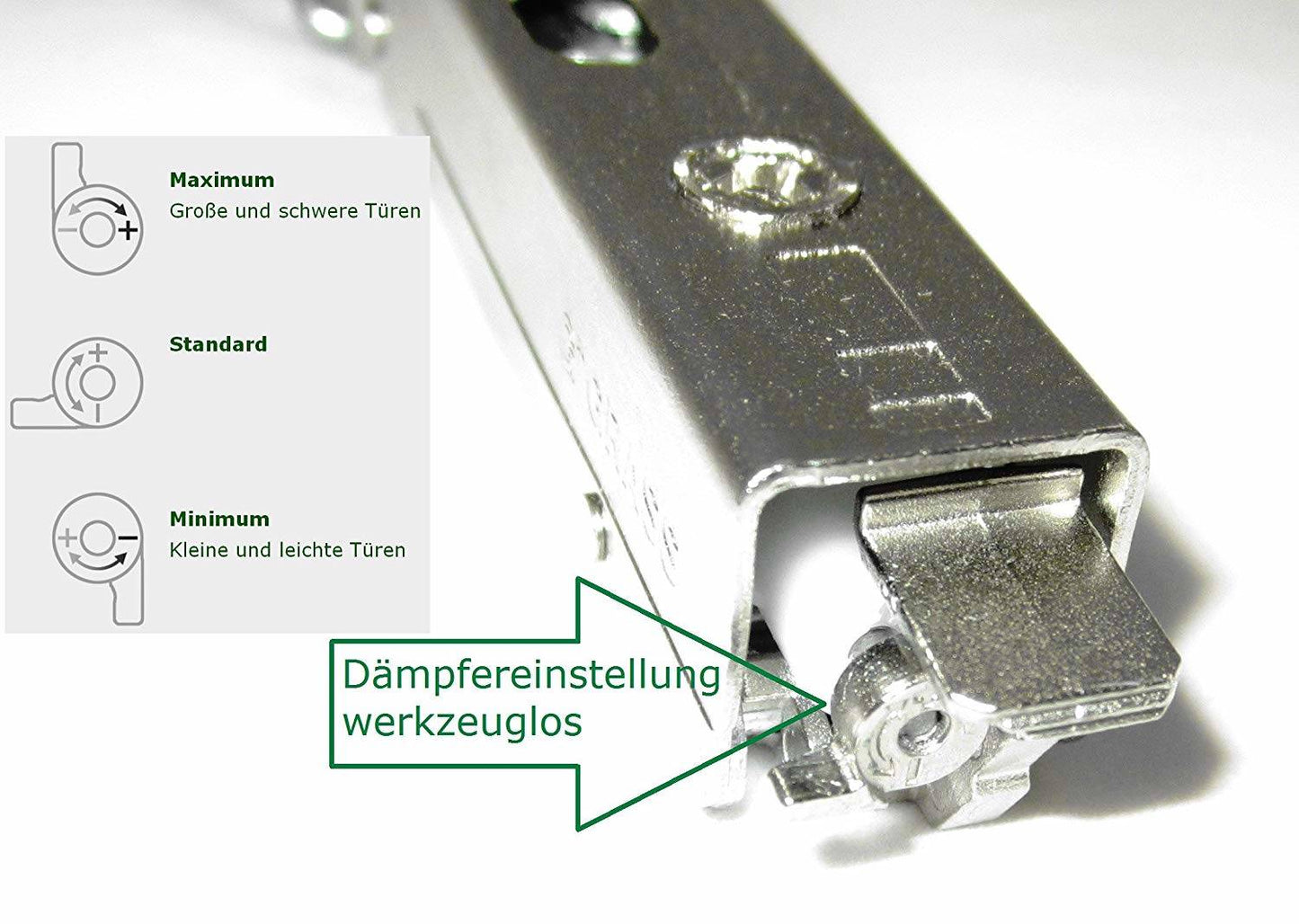 SET: 2 x GRASS Tiomos Möbel - Scharniere (Topfband), mit Soft-Close gedämpft, 110°, 2 x Kreuzmontageplatten und 4 x Abdeckkappen.