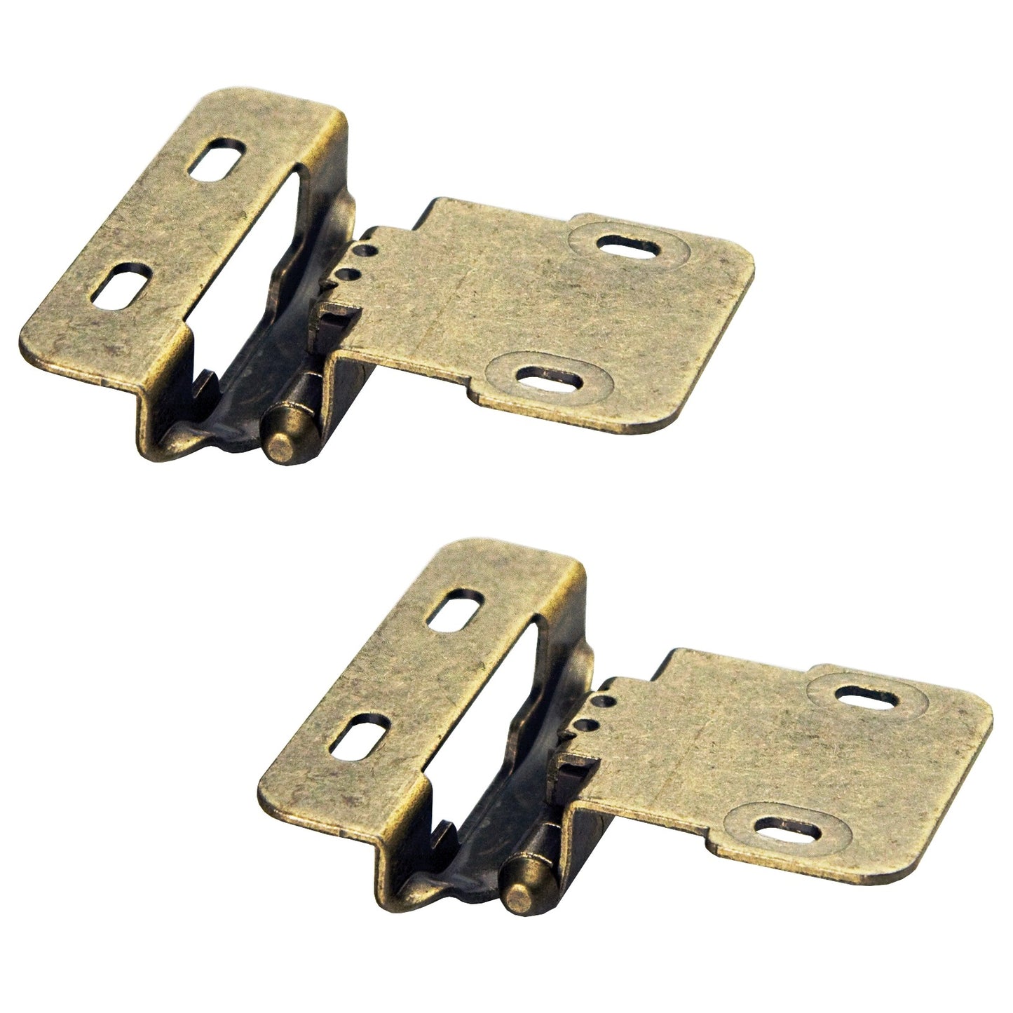 Set consisting of two SISO / UMAXO® vintage furniture hinges for wooden doors with visible hinge joints. Antique-style furniture hinges with self-closing mechanism, 6 mm overlay, and 2D adjustment.