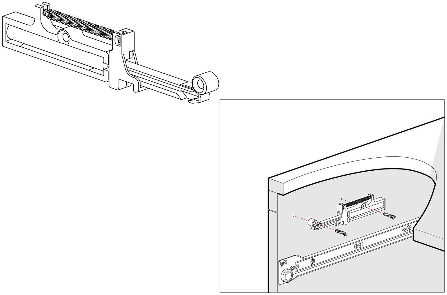UMAXO® Soft-Close Drawer Damper, Self-Closing System | Guide Damper | Damper | Soft Close | Self-Closing System for Drawers and Sliding Doors | Self-Closing Drawers. Damper for Retrofitting 16.10.600 by SISO Denmark