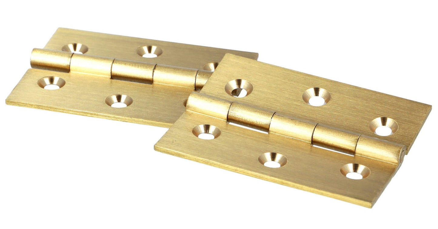 2 high-quality furniture hinges made of brass, perforated, 40x35x1.4 mm; sanded