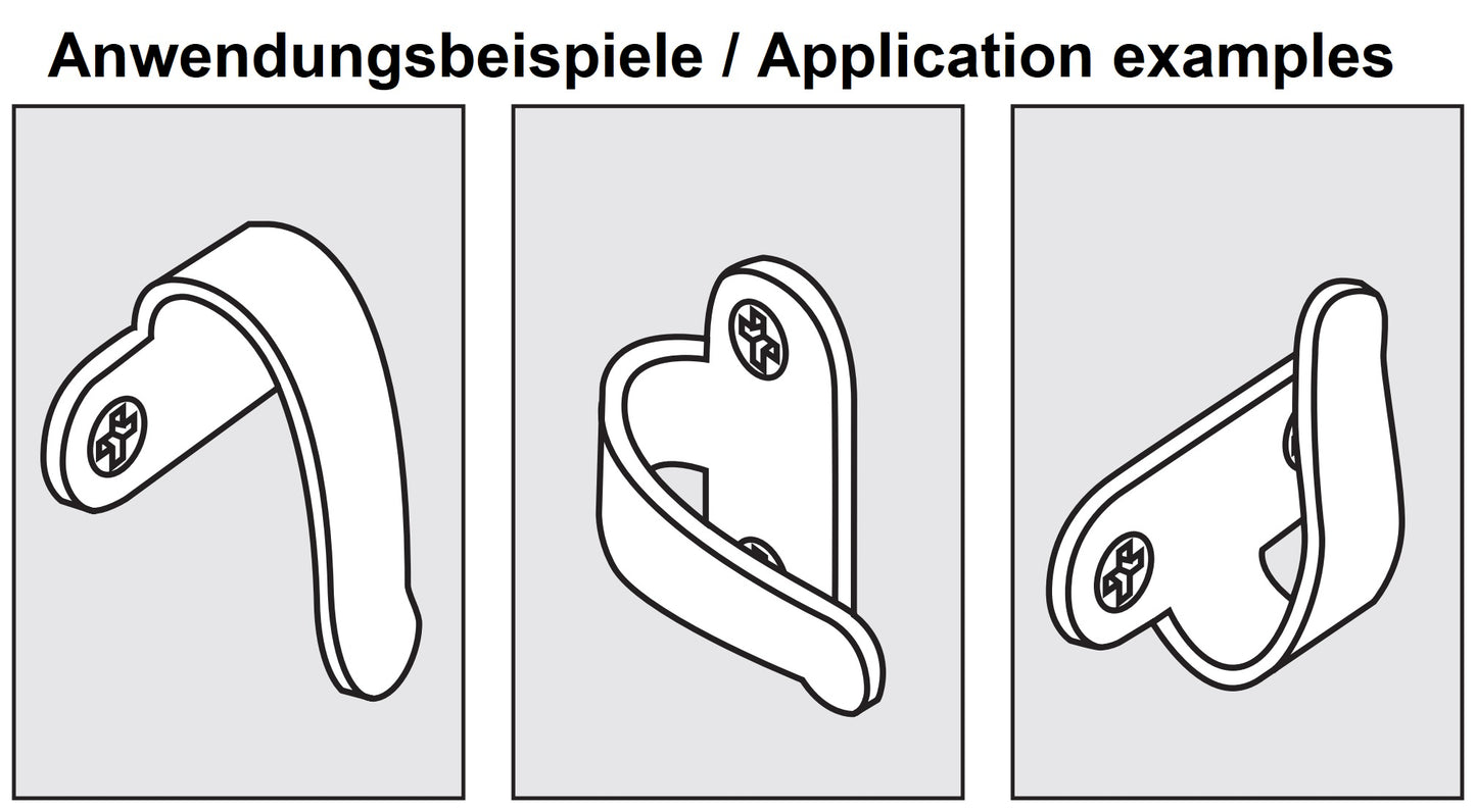 Haken aus Edelstahl V2A (SUS304, 1.4301), gebürstet. Auch als Griff einsetzbar. Von Sugatsune / LAMP® (Japan), 2H