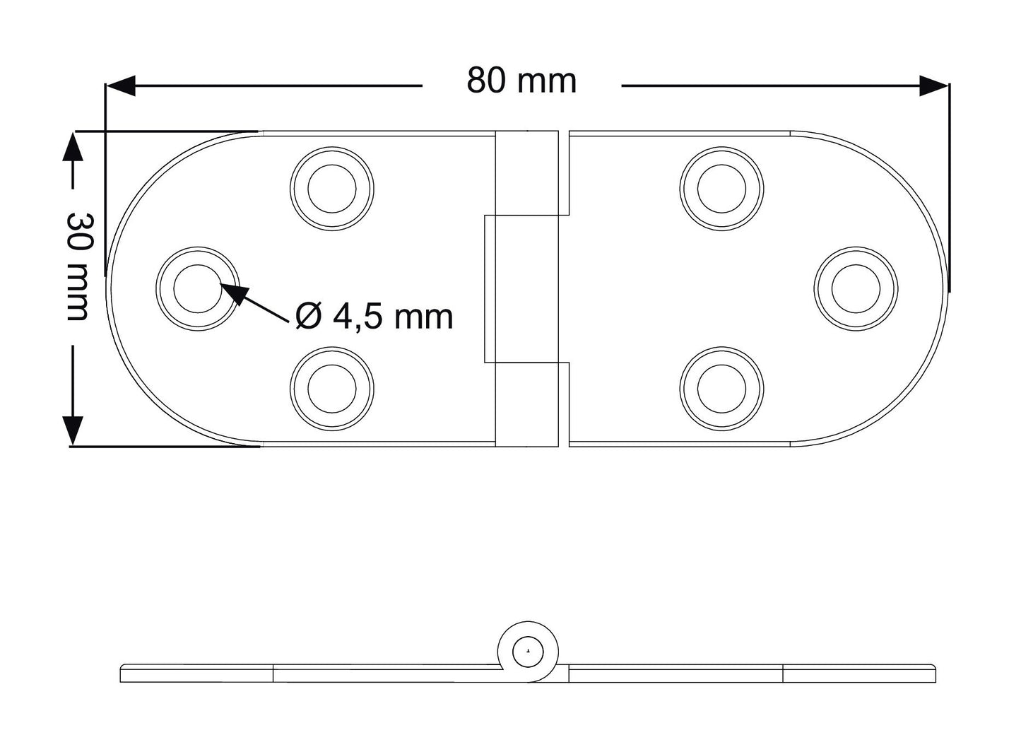 Set: 2 UMAXO® folding table hinges made of V4A (SUS316) stainless steel for folding tables. Furniture hinge, table hinge S.FH.3080.2SS