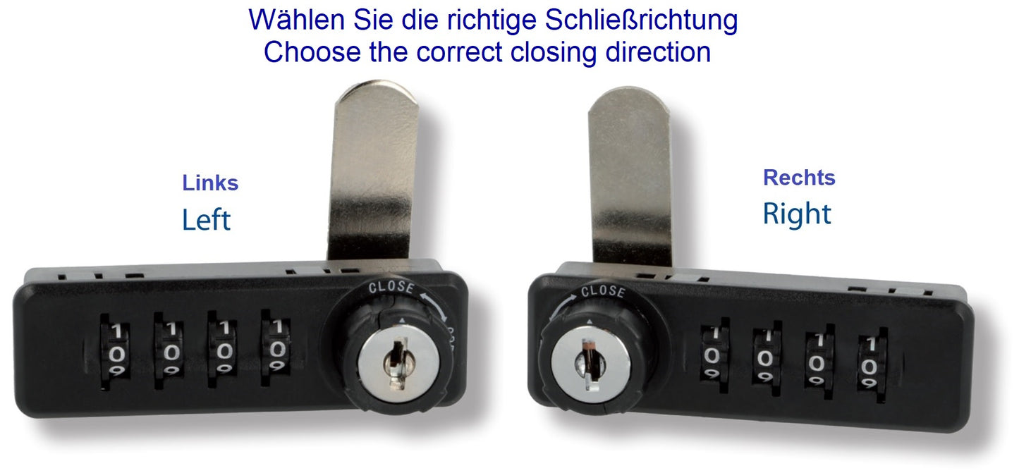 Möbel-Zahlenschloss aus Metall und Plastik mit Grifffunktion, RECHTS, 77 mm (3,1″) 14.08.240. Stabiler Möbel-Zahlenschloss aus Metall und Plastik, schwarz matt, für Holzschrank, Stahlschrank, Schubkasten, Schließfach, von SISO Denmark