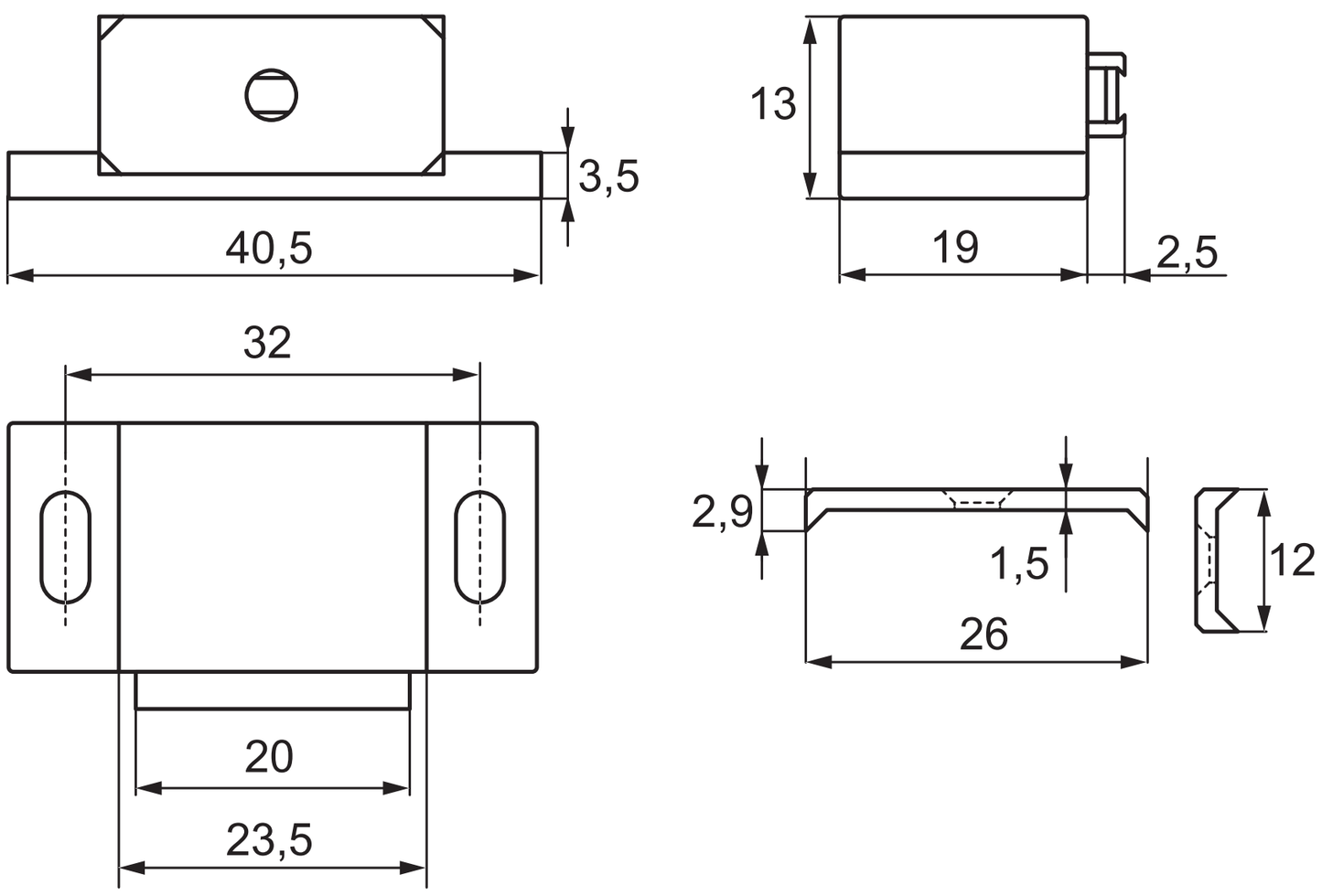 UMAXO® Magnetschnäpper im Kunststoffgehäuse mit Gegenplatte, extra stark. Türmagnet mit Haltekraft 4kg, Magnetverschluss.